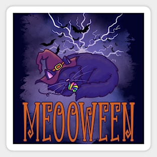 Night Blue Cat Meooween Halloween Magnet